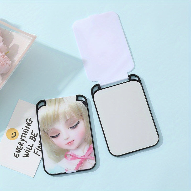 Girl Pattern Makeup Mirror Square Princess Mirror Folding Portable Makeup Mirror