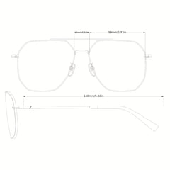 Men's Polarized Square Double Bridge Sunglasses UV 400