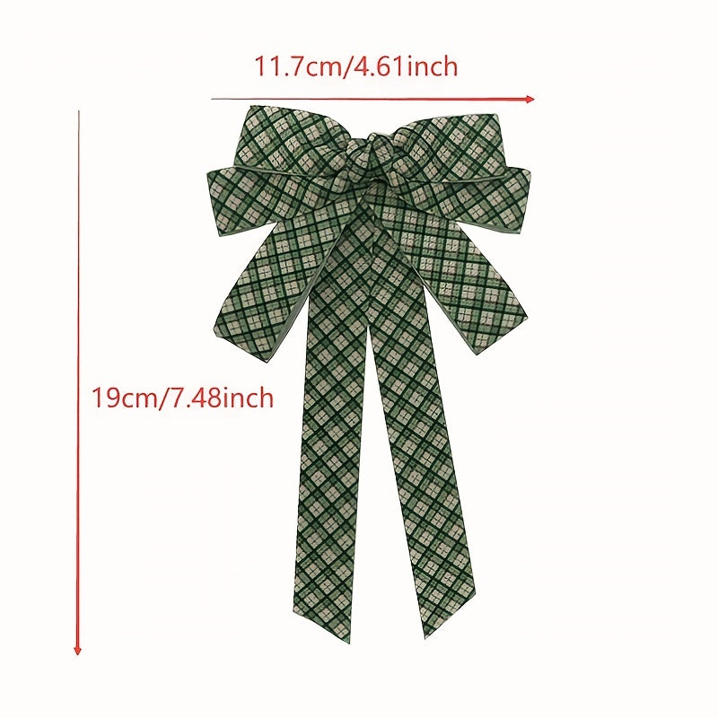 Green Plaid Bow Tie Three Layer Brooch Neck Ties