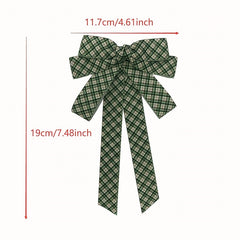 Green Plaid Bow Tie Three Layer Brooch Neck Ties