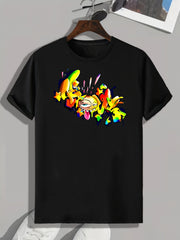 Pattern Print Men's Comfy Sports T-shirt Graphic Tee Summer Outdoor Clothes