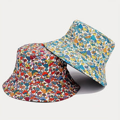 Colorful Mushroom Print Bucket Hat Lightweight Sunscreen Basin Hat