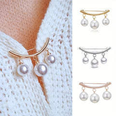 3pcs Pearl Fixed Buckle Scarf Cardigan Clips Dress Brooches