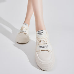 Women's Thick Bottom Sport Shoes Lace Up Board Shoes