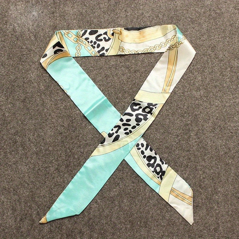 Horse Print Skinny Scarf Neck Tie Hair Ribbon Women Bag Wrap