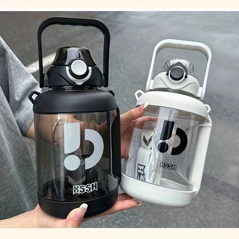 2200ml Letter Printed Water Bottle Portable Flip Top Plastic Water Cup