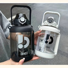 2200ml Letter Printed Water Bottle Portable Flip Top Plastic Water Cup