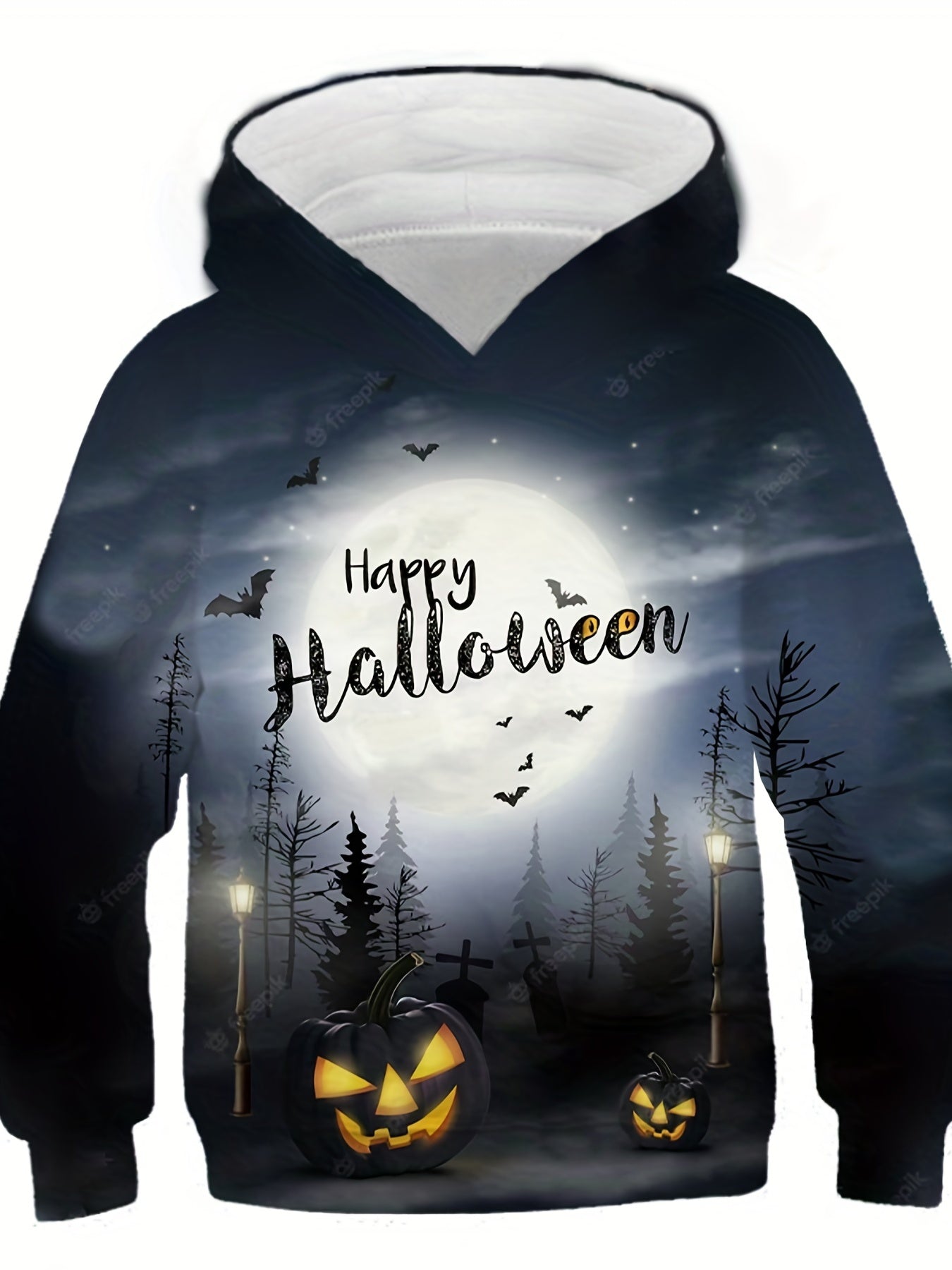 Kids Halloween Moon Print Hoodie - Boy's & Girl's