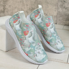 Women's Halloween Pattern Sneakers Low Top Slip On Knit Sock Shoes