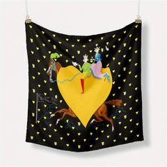 Boho Vintage Cartoon Horse Print Bandana Square Scarf Head Wrap