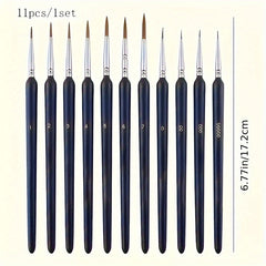 11pcs Weasel Hair Detail Brush Set for Acrylic Painting Watercolor Nail Art