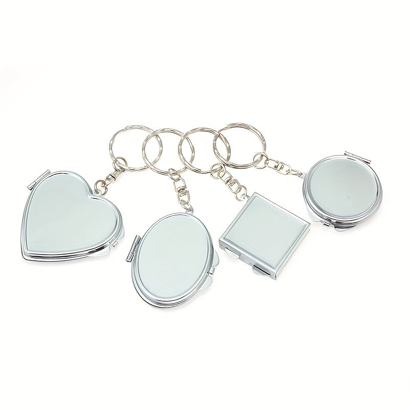 12pcs Sublimation Blank Keychain Mini Metal Makeup Mirror