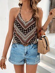 Floral Print Halter Neck Top Sleeveless