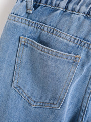 Girls High Waist Jeans Casual Straight Leg Denim Pants