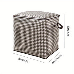 Houndstooth Pattern Storage Box Large Capacity Zipper Dustproof Organizer