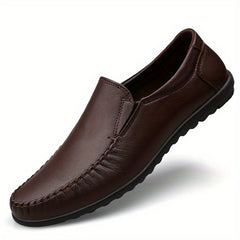 Men's Leather Stitch Loafer Shoes Wear resistant Non Slip Casual Shoes
