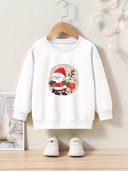 Merry Christmas Santa Print Girls Sweatshirt