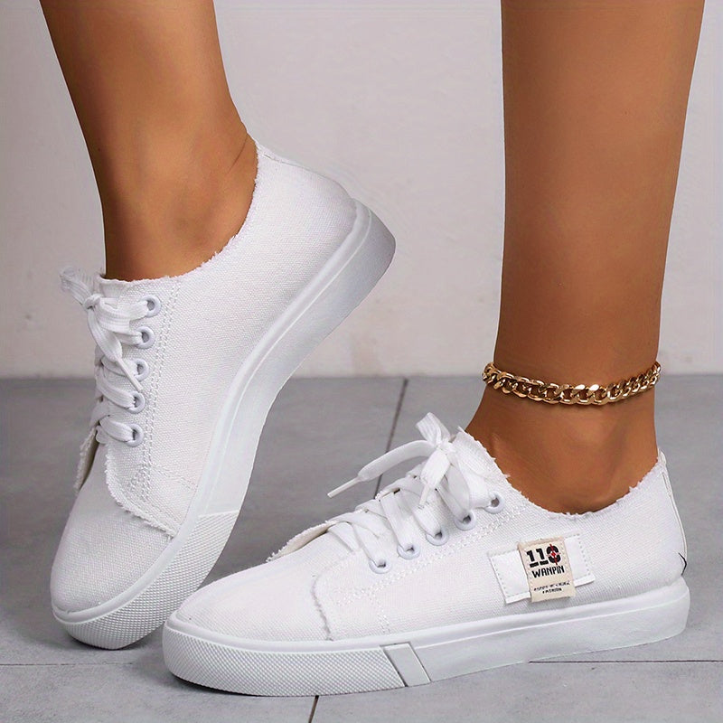 Women's Low Cut Canvas Shoes Lace Up Casual Sneakers Lightweight Comfortable
