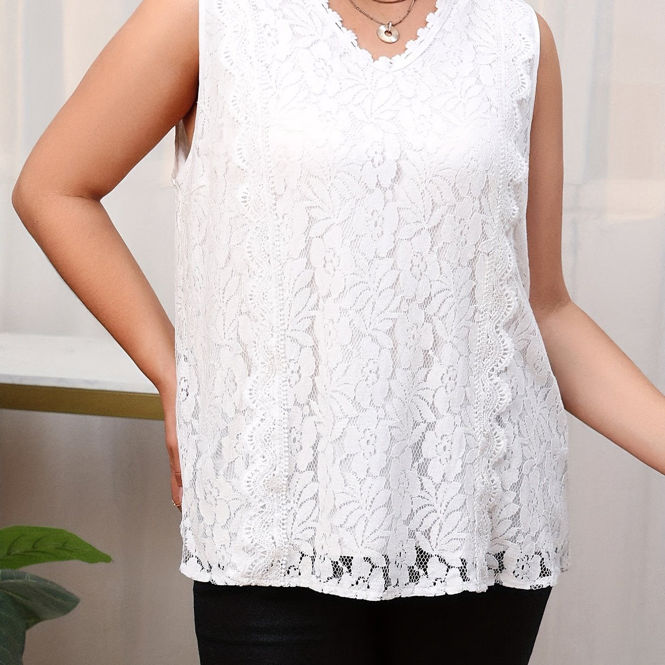 Lace V Neck Tank Top