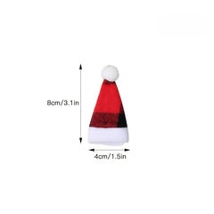 2pcs Christmas Props Red And Plaid Cloth Hats Mini Christmas Hat And Fork Set