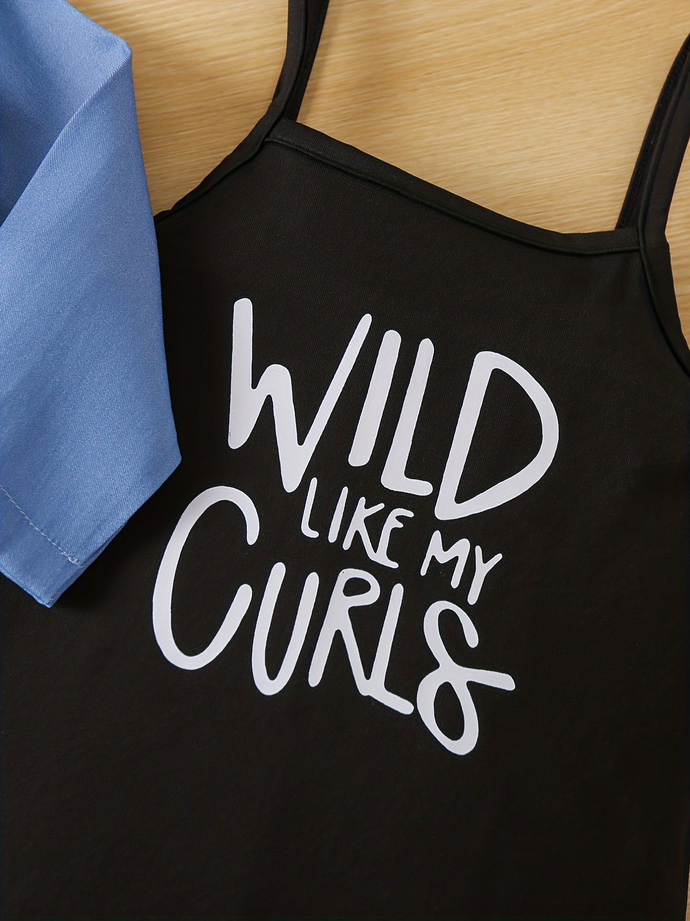 Girl's 2pcs Knotted Shirt & Sundress Set WILD LIKE MY CURLS Print
