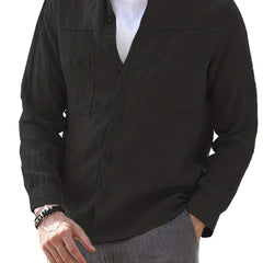 Men's Casual Solid Button Up Long Sleeve Shirt