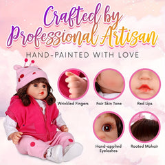 18 Inch Reborn Doll Realistic Lifelike Soft Doll, 360 Movable Arms and Legs