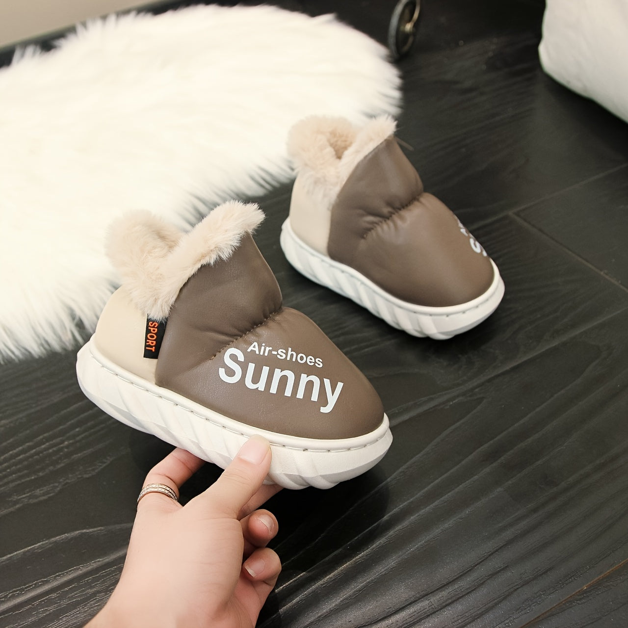 Girls' Slip On Fleece House Shoes Non Slip Soft Bottom Walking Shoes