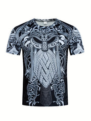 Men's 3D Print T-Shirt & Active Shorts Set for Fitness