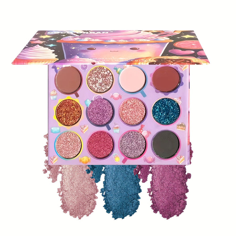 Lovely Ice Cream 12 Eyeshadow Palette Glitter Matte Finish