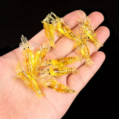 10pc Shrimp Lure Set for Bass Fishing with Simulation Soft Prawn Bait and Hooks