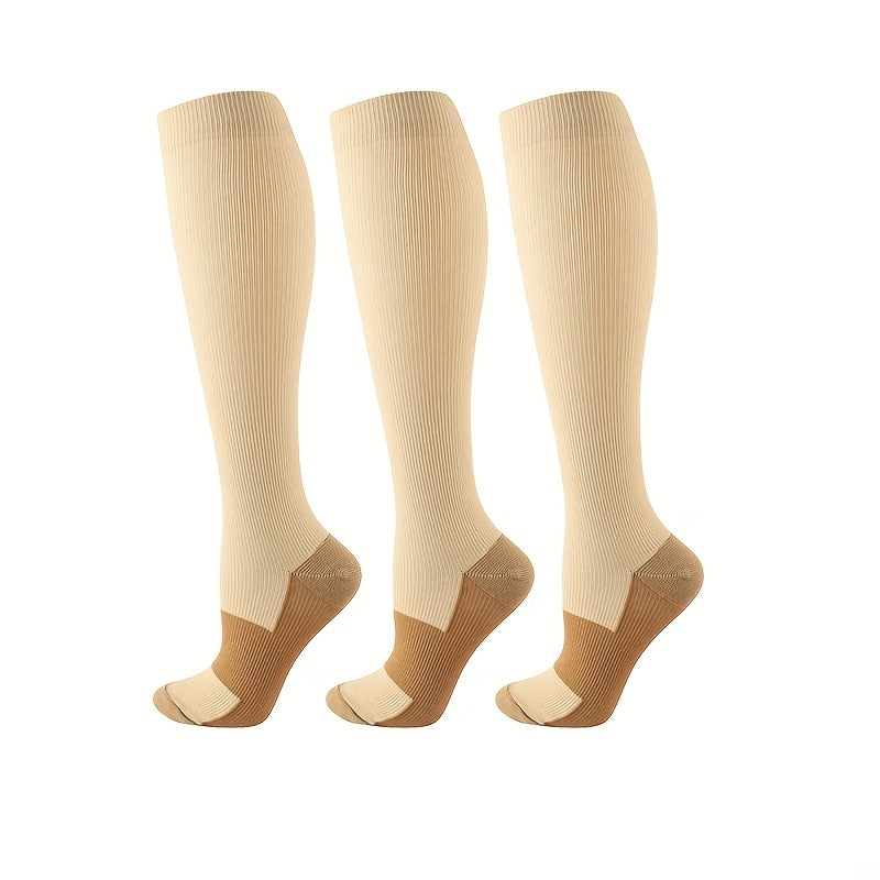 3 Pairs Copper Compression Stocking Outdoor Nylon Socks