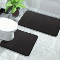 2pc Memory Foam Bathmat Set Anti Skid U Shaped Rugs