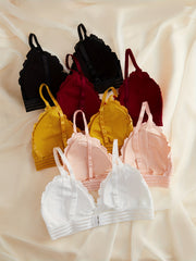 5pcs Lace Wireless Bras Breathable Intimates Women's Lingerie