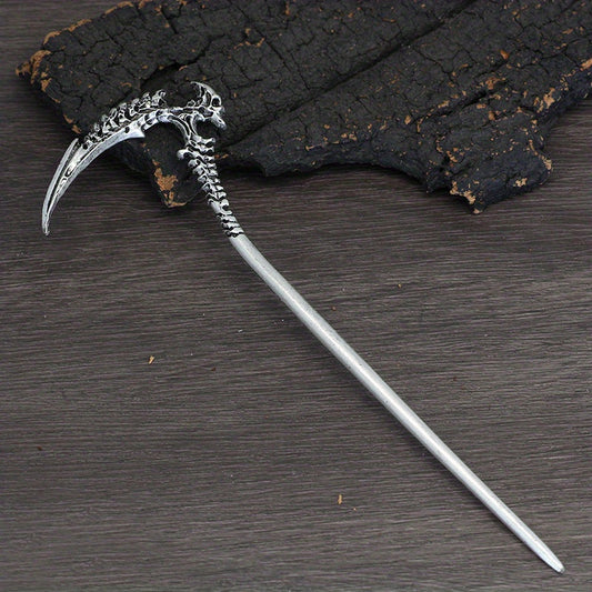 Witch Reaper Skull Hairpin Moon Sword Hair Stick Vintage Snake Sword Hair Clip