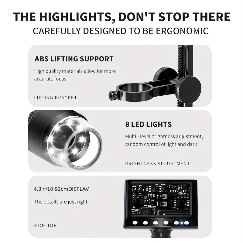 1600X Digital Microscope 960P Video Microscope For Adult Soldering