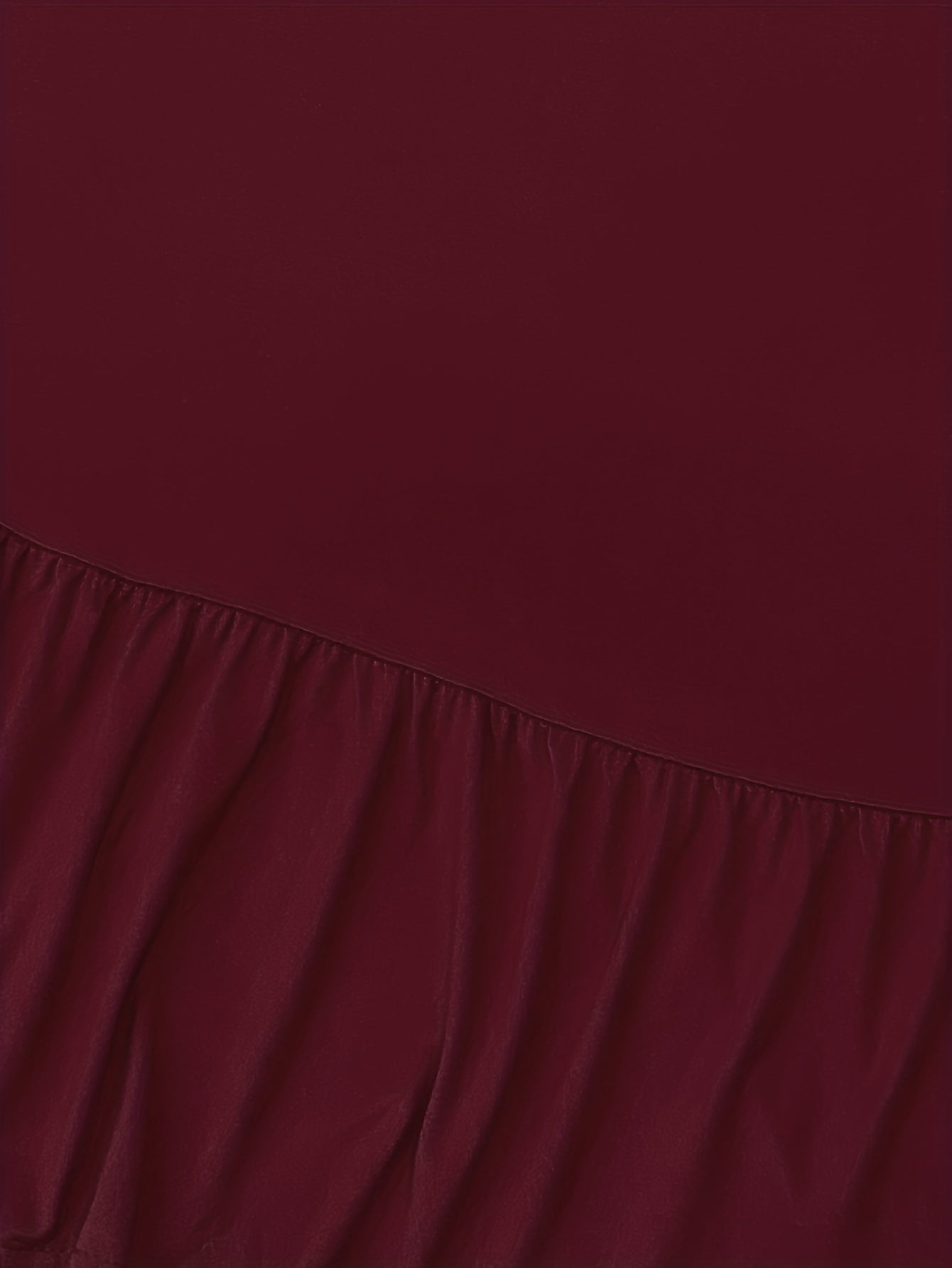 Solid Long Sleeve V Neck Ruffle Trim Maxi Dress With Pockets