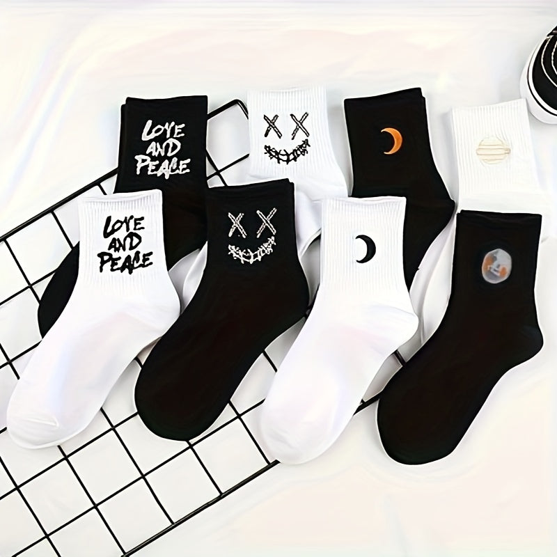 10 Pairs Cartoon Print Socks Comfy & Funny Mid Tube Women's Stockings