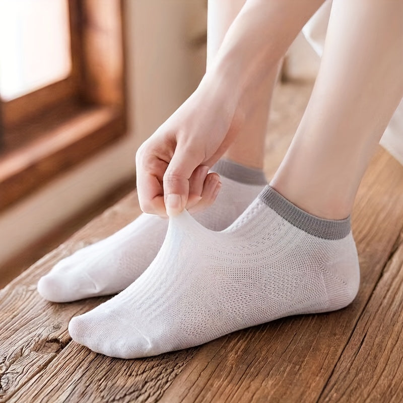 10 Pairs Women's Argyle Ankle Socks Soft Lightweight Textured Stockings