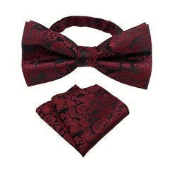 Paisley Bow Tie and Pocket Square Set for Groom Wedding
