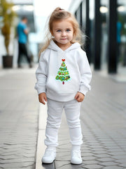 Girls 2pc Christmas Tree Hooded Sweatshirt & Sweatpants Set