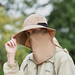 Summer Outdoor Fisherman Hat with Detachable Mesh Mask
