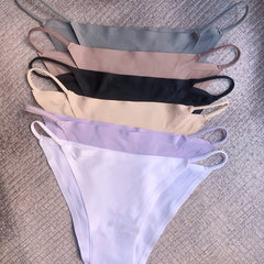 6 Pcs Seamless String Bikini Panties Low Waist Thin Band Women's Lingerie
