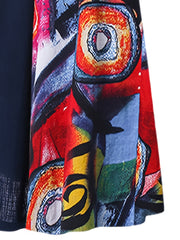 Colorblock Print Long Sleeve Dress Women's Plus Casual