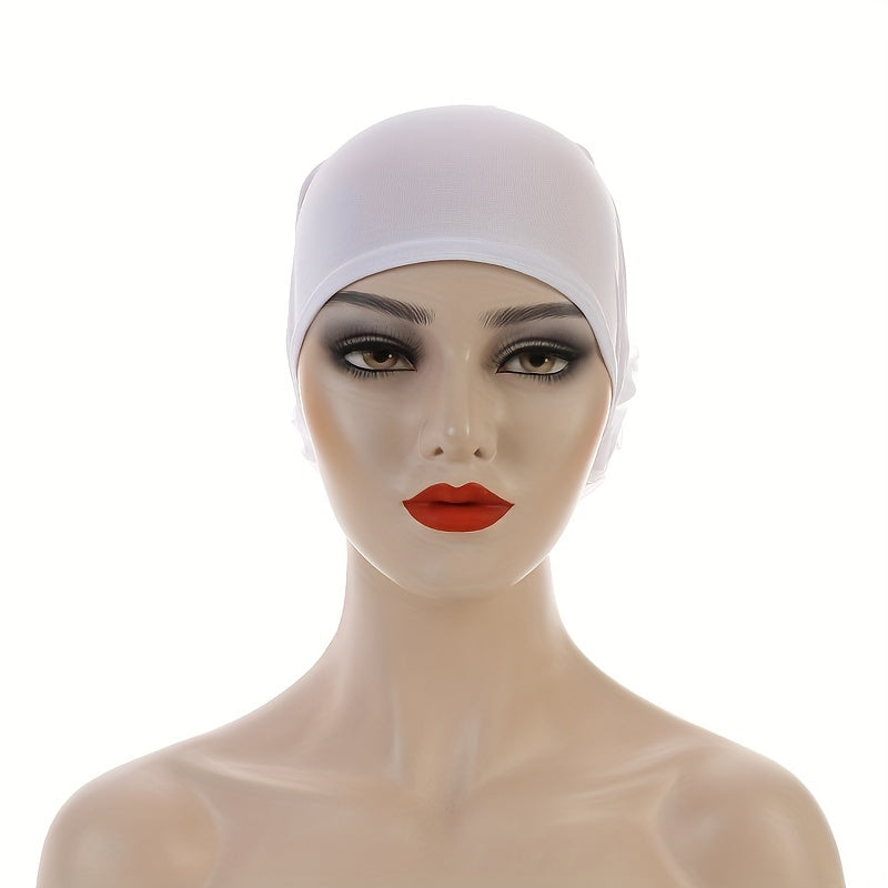 Mesh Flower Inner Cap Turban Elastic Underscarf Bonnet Women Head Wrap