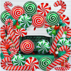 36pcs Christmas Candy Balloons Kit Red Green Mylar Sweet Candies Theme Balloons