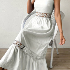 Bohemian Long Bridesmaid Dress Solid Casual Hollow