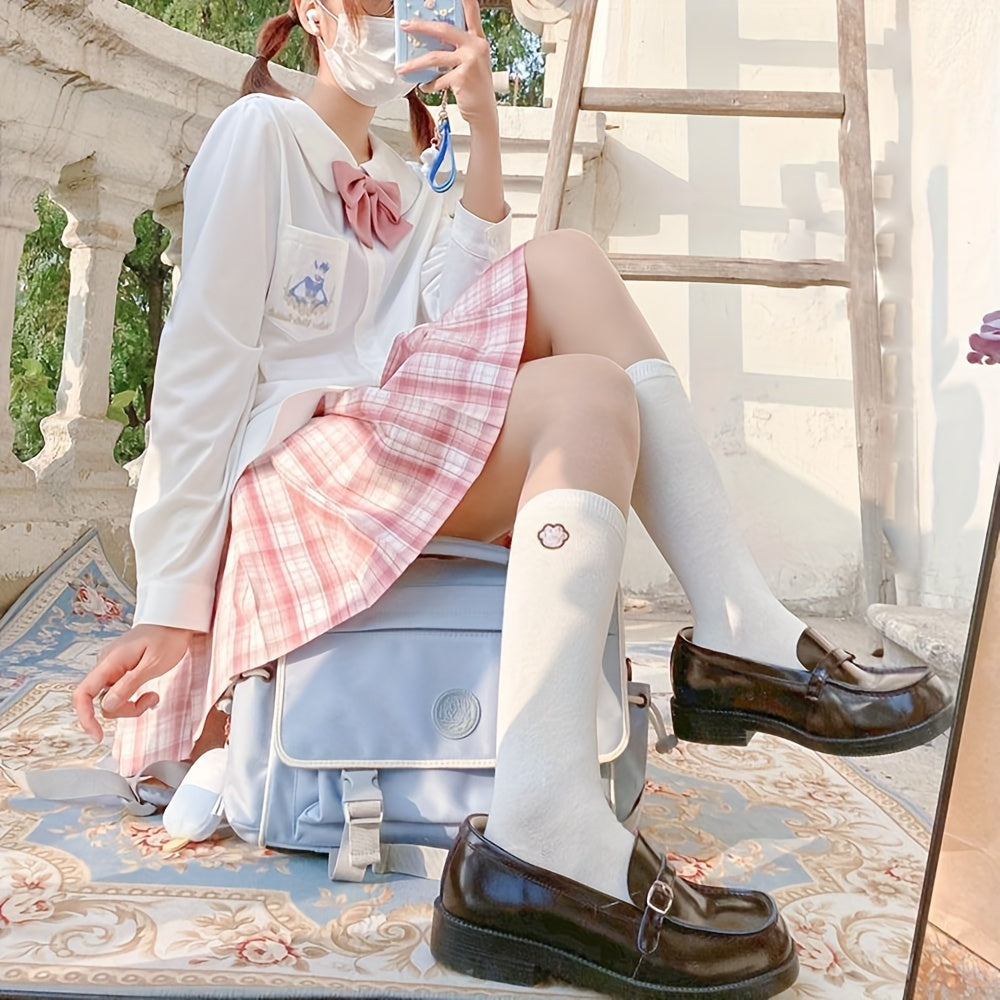 Cat Claw Embroidery Socks Crew Stockings Women's Hosiery