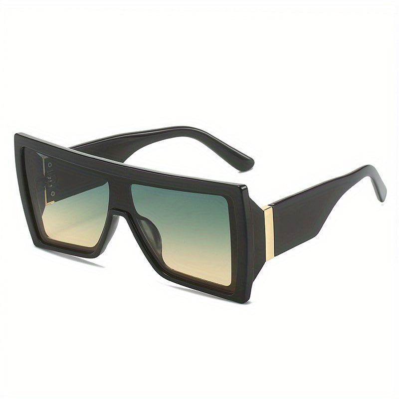 Square One piece Sunglasses For Men Retro Large Frame Glasses With Leather Case