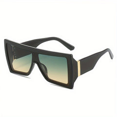 Square One piece Sunglasses For Men Retro Large Frame Glasses With Leather Case